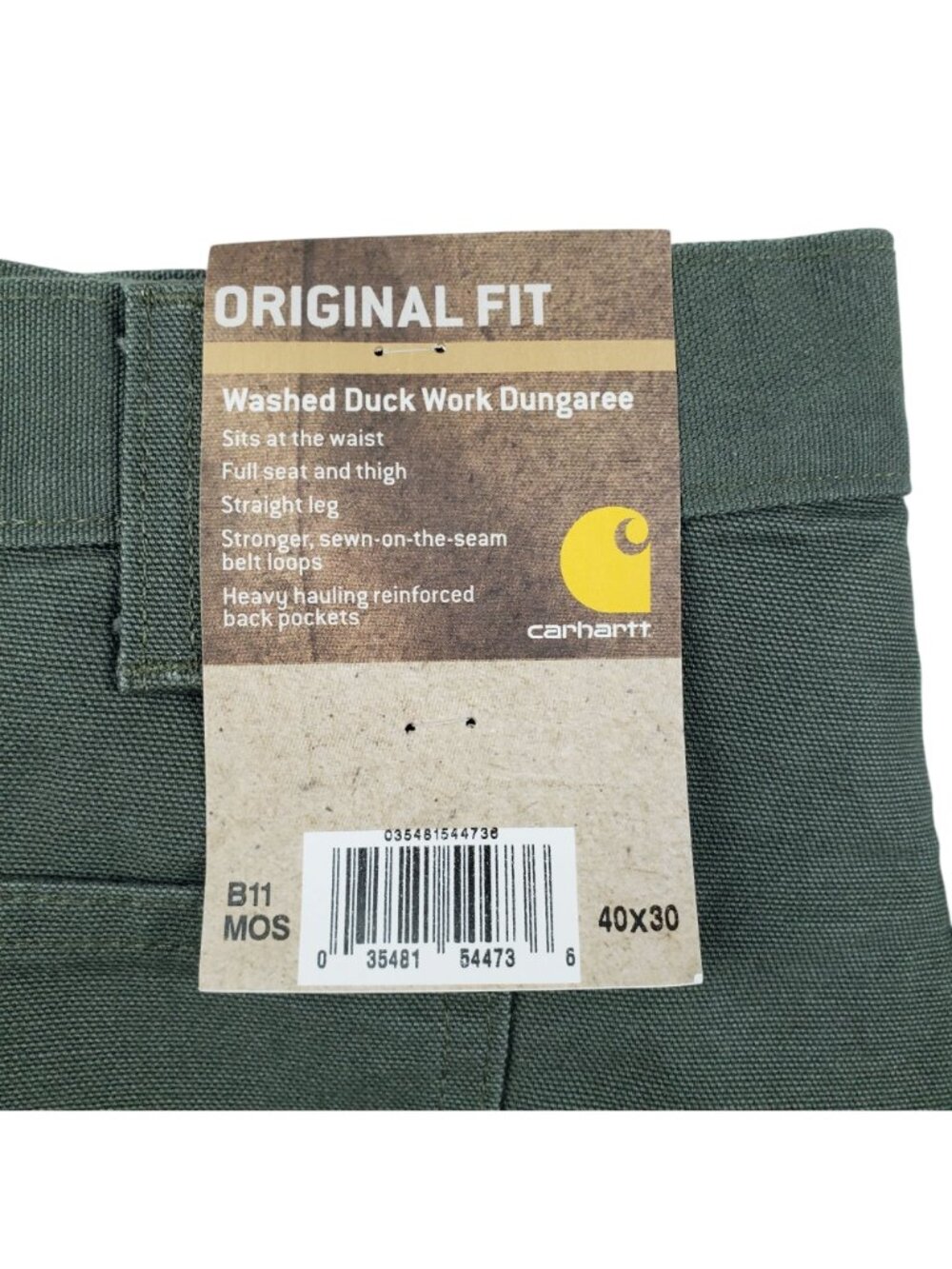 NWT Carhartt Men 40x30 Washed Duck Work Dungaree Carpenter Canvas Pants B11 MOS - Picture 2 of 11